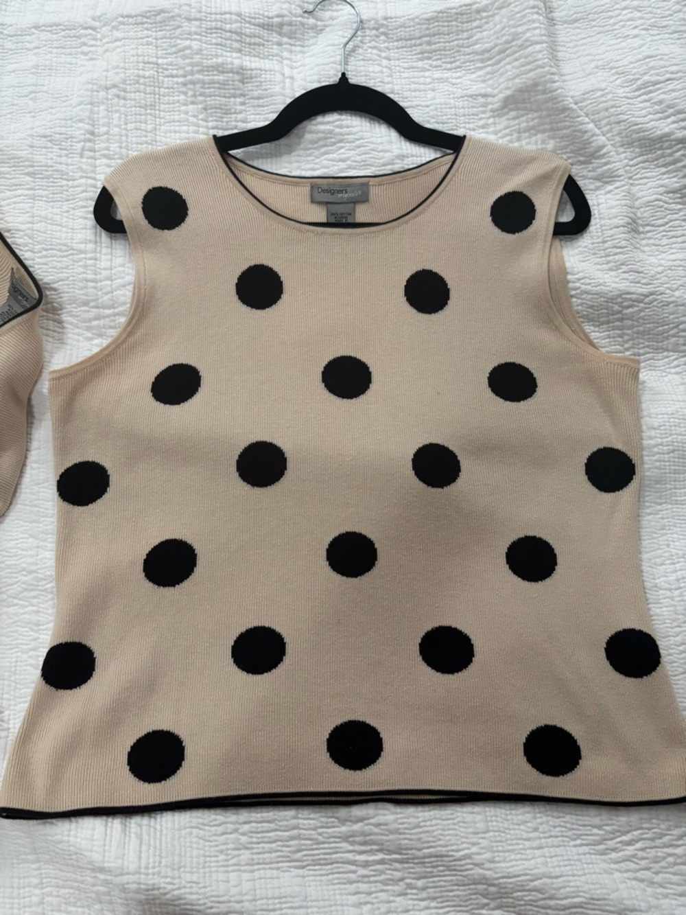 Designers Originals Cream and Black Polka Dot Cardigan & Shell Set Medium - Picture 6 of 11